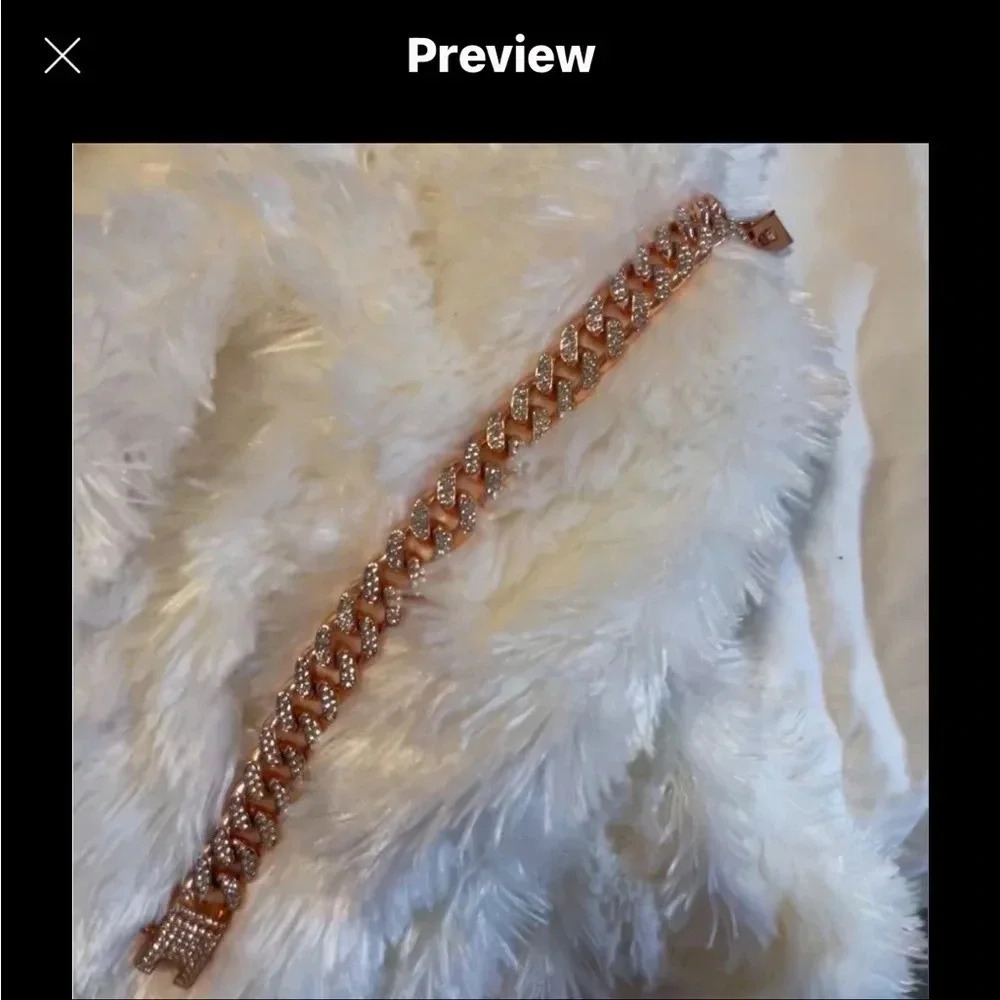 CUBAN LINK ICED OUT ROSE GOLD DOG CHAIN SIZE MEDIUM SPOIL YOUR PUP! 14”LONG - Picture 9 of 11